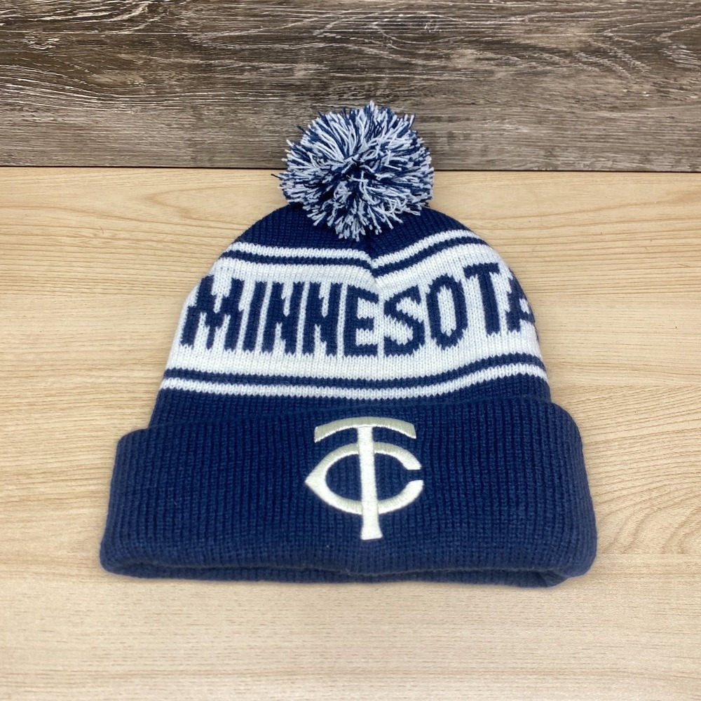 Minnesota Twins Hat Cap‎ Beanie Blue White MLB Baseball Pom Caribou Coffee